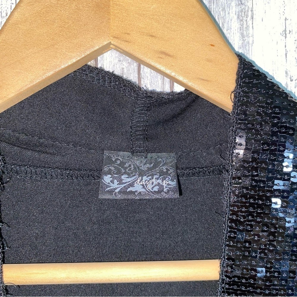 Daytrip Black Sequin Sleeveless Shawl Jacket - Picture 5 of 5